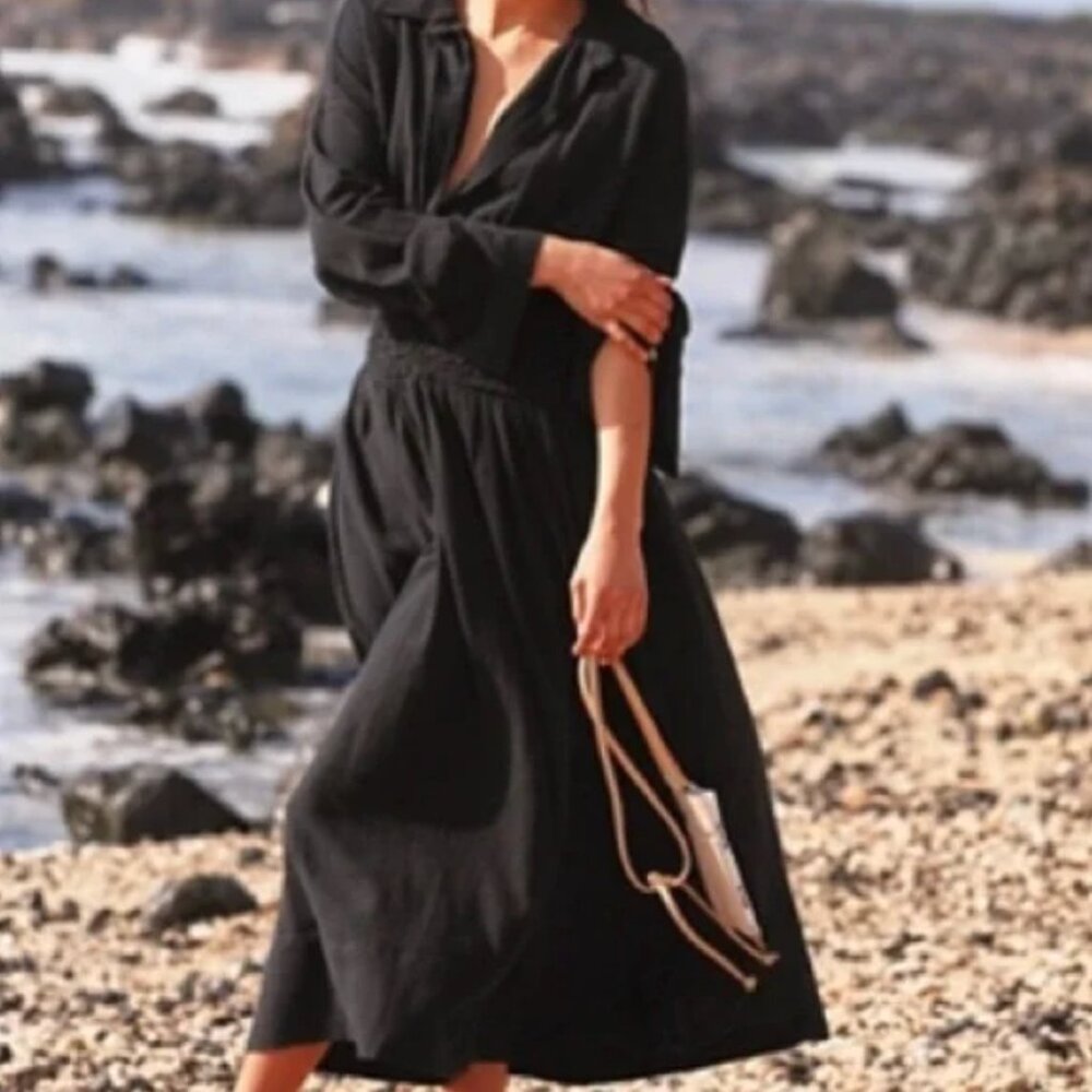 Free People - Monika Shirt Dress - Gauzy Smocked Maxi - XS - NWT